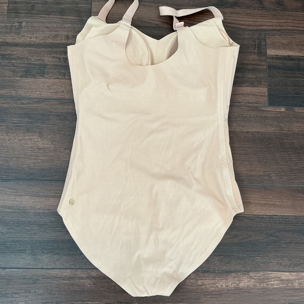 Honeylove Crossover Bodysuit Sand Beige Compression Shapewear Large Smoothing L - Picture 4 of 6